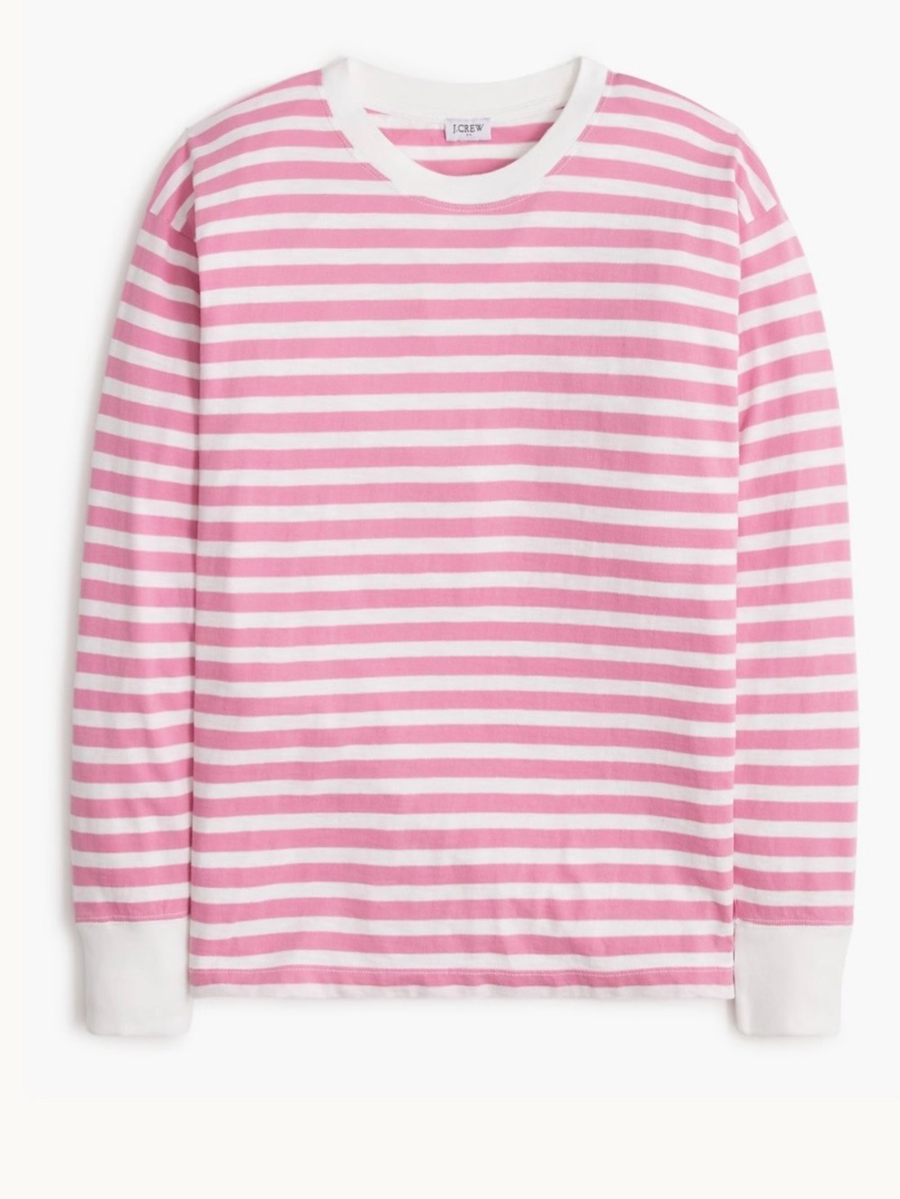 J. Crew Cotton Pink and White Striped Tee